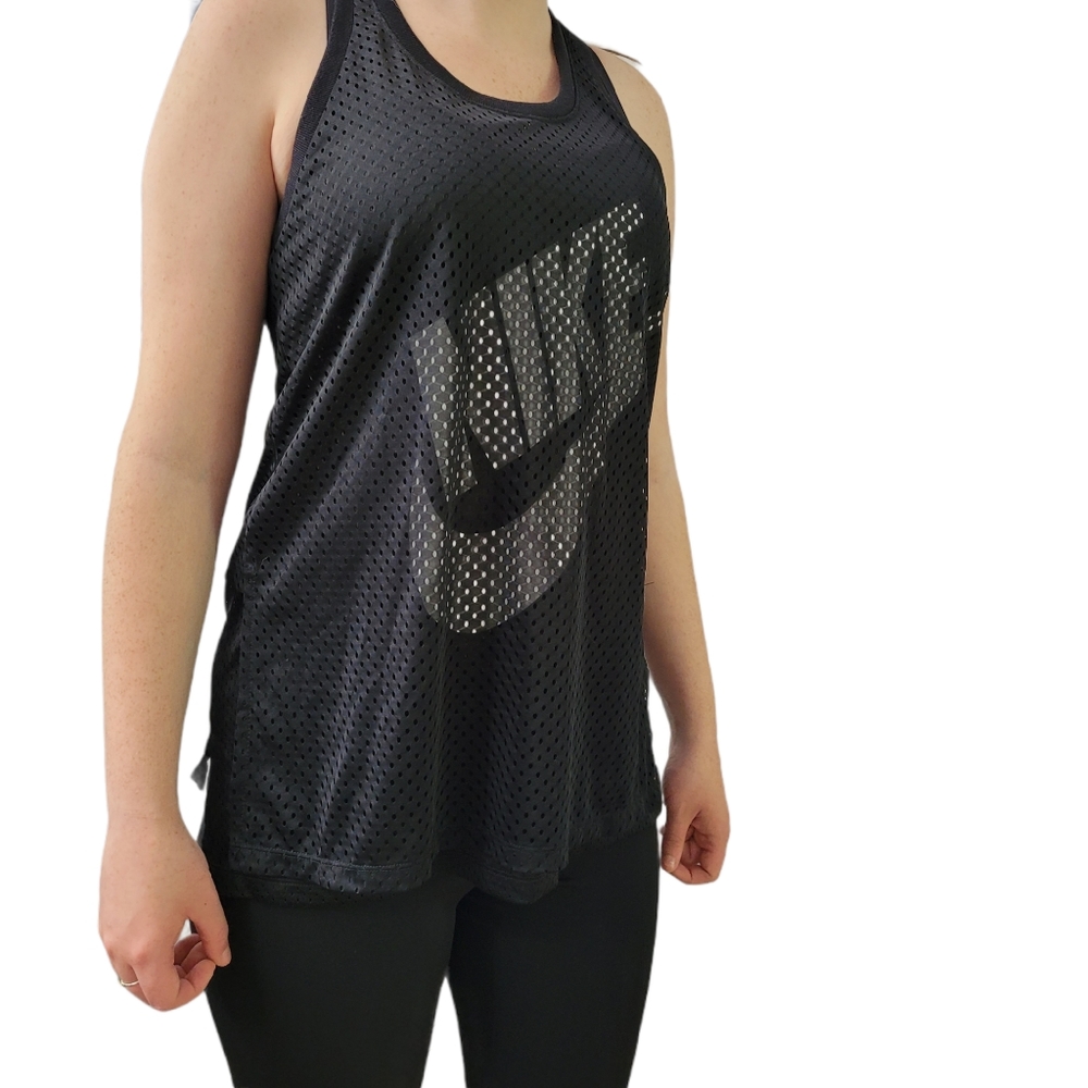 Nike Sport Netted Overlay Halter Workout Tank Top